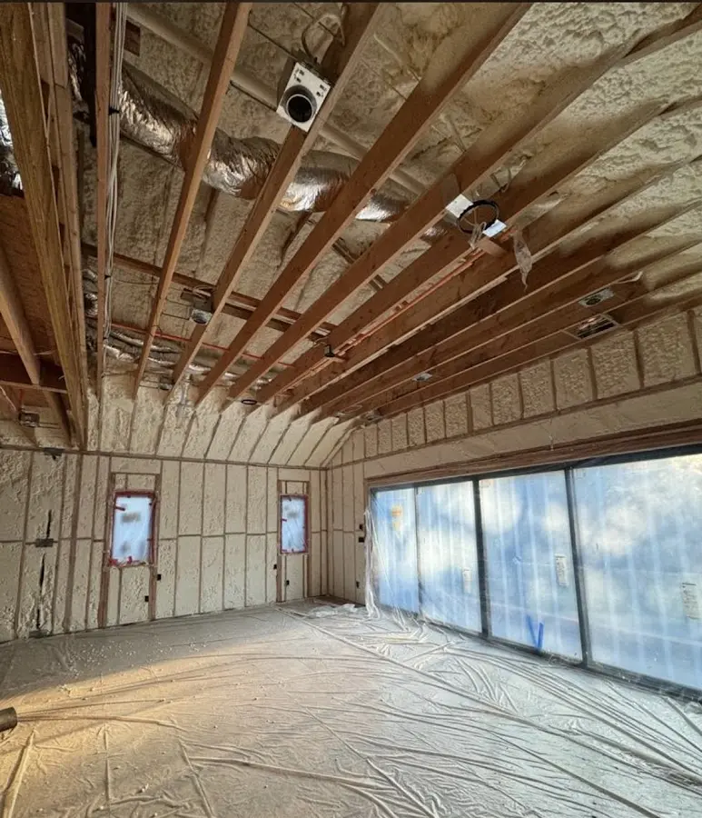 Interior walls and ceiling insulated with spray foam during new construction in Snowflake